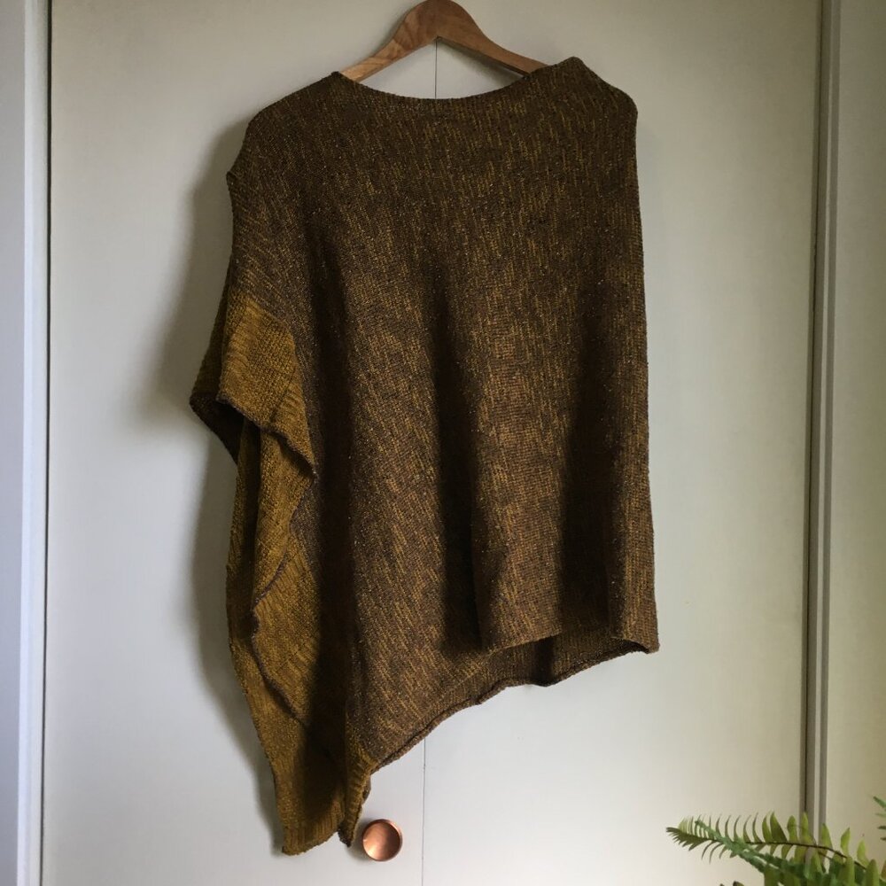 Bill Baber Scotland Linen Cotton Knit Cape Shawl Harvest Gold One Size - Picture 4 of 16